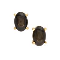 Black Star Sapphire Earrings in 9K Gold 1.30cts