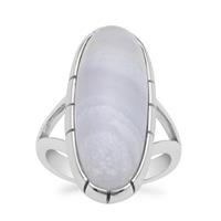 Blue Lace Agate Ring in Sterling Silver 12cts