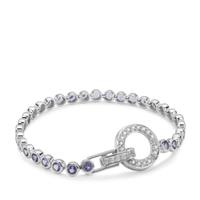 Tanzanite Bracelet with White Zircon in Sterling Silver 7.02cts