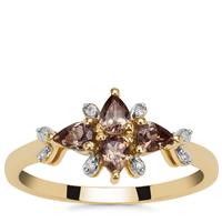 Bekily Colour Change Garnet Ring with Diamond in 9K Gold 0.74ct