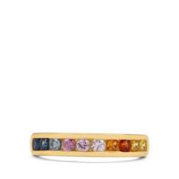 Rainbow Ombre Sapphire Ring in 9K Gold 0.80cts