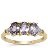 Mahenge Purple Spinel Ring with White Zircon in 9K Gold 1.45cts
