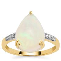 Ethiopian Opal Ring with White Zircon in 9K Gold 3.25cts