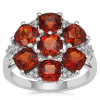 Madeira Citrine Ring with White Zircon in Sterling Silver 4.09cts