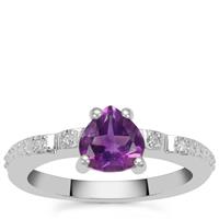 Moroccan Amethyst Ring with White Zircon in Sterling Silver 1.05cts
