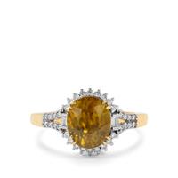 Ambilobe Sphene Ring with Diamond in 18K Gold 4.45cts