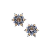 Wobito Snowflake Cut Chameleon Topaz Earrings with White Zircon in 9K Gold 6.30cts