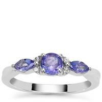 Tanzanite Ring with White Zircon in Sterling Silver 0.75ct