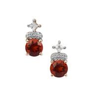 Madeira Citrine Earrings with White Zircon in 9K Gold 1.30cts