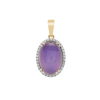 Purple Moonstone Pendant with White Zircon in 9K Gold 6.80cts