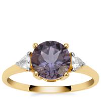 Blueberry Quartz Ring with White Zircon in 9K Gold 2cts