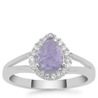 Rose Cut Tanzanite Ring with White Zircon in Sterling Silver 1.75cts