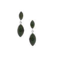 Nephrite Jade Earrings in Sterling Silver 14cts