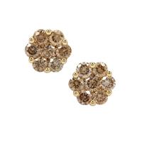Cape Champagne Diamond Earrings in 9K Gold 1.07cts