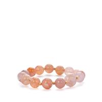 Sakura Agate Stretchable Bracelet in Gold Tone Sterling Silver 130cts