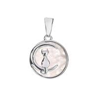 Rose Quartz Cat and Moon Pendant in Sterling Silver 2.74cts