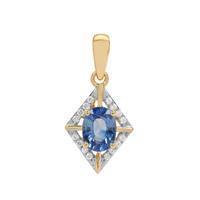 Ceylon Blue Sapphire Pendant with White Zircon in 9K Gold 1.80cts