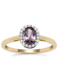 Mahenge Purple Spinel Ring with White Zircon in 9K Gold 0.75ct.