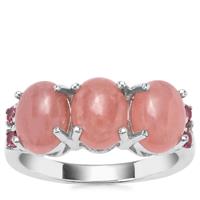Rhodochrosite Ring with Rajasthan Garnet in Sterling Silver 5.04cts