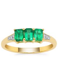 Panjshir Emerald Ring with Diamond in 18K Gold 0.95ct