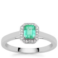 Panjshir Emerald Ring with Diamond in Platinum 950 0.55ct