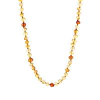 24" Frosted Baltic Champagne & Cognac Amber Necklace in Gold Tone Sterling Silver