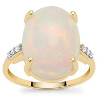 Ethiopian Opal Ring with White Zircon in 9K Gold 5.75cts