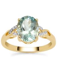 Aquamarine Ring with White Zircon in 9K Gold 2.50cts
