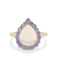 Ethiopian Opal Ring with AA Tanzanite in 9K Gold 3cts