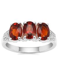 Madeira Citrine Ring with White Zircon in Sterling Silver 2.20cts