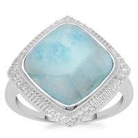 Larimar Ring with White Zircon in Sterling Silver 7.15cts