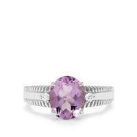 Rose De France Amethyst Ring with White Zircon in Sterling Silver 2.60cts