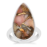 Copper Mojave Pink Opal Ring in Sterling Silver 12cts