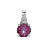 Star Ruby Pendant with White Zircon in Sterling Silver 1.75cts