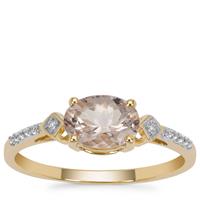 Peach Morganite Ring with White Zircon in 9K Gold 1.10cts