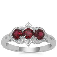 Octavian Garnet Ring with White Zircon in Sterling Silver 1.18cts