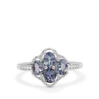 Bi Colour Tanzanite Ring with White Zircon in Sterling Silver 1.50cts