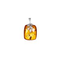Baltic Cognac Amber Necklace in Sterling Silver (25 x 20mm)