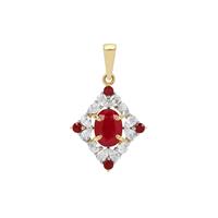 Burmese Ruby Pendant with White Zircon in 9K Gold 3cts