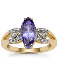 AAA Tanzanite Ring with Diamond in 18K Gold 1.75cts