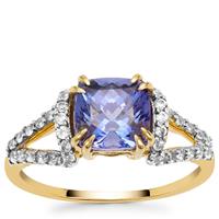 AA Tanzanite Ring with White Zircon in 9K Gold 2.25cts