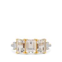 Champagne Danburite Ring with White Zircon in 9K Gold 2.85cts