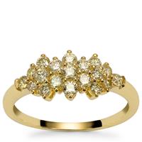 Natural Yellow Diamond Ring in 9K Gold 0.67ct