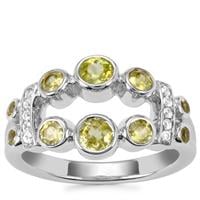 Ambilobe Sphene Ring with White Zircon in Sterling Silver 1.31cts