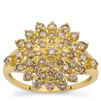 Champagne Argyle Diamond Ring in 9K Gold 1cts