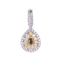 White, Yellow and Green Diamonds Pendant in 14K Two Tone Gold 0.76ct