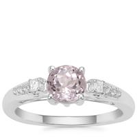 Brazilian Kunzite Ring with White Zircon in Sterling Silver 1.30cts