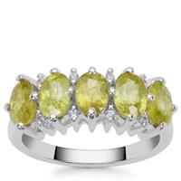 Ambilobe Sphene Ring with White Zircon in Sterling Silver 3.05cts