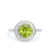 Red Dragon Peridot Ring with White Zircon in 9K White Gold 2.54cts