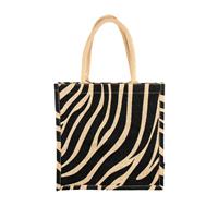 Natural Laminated Jute Zebra Print Handbag